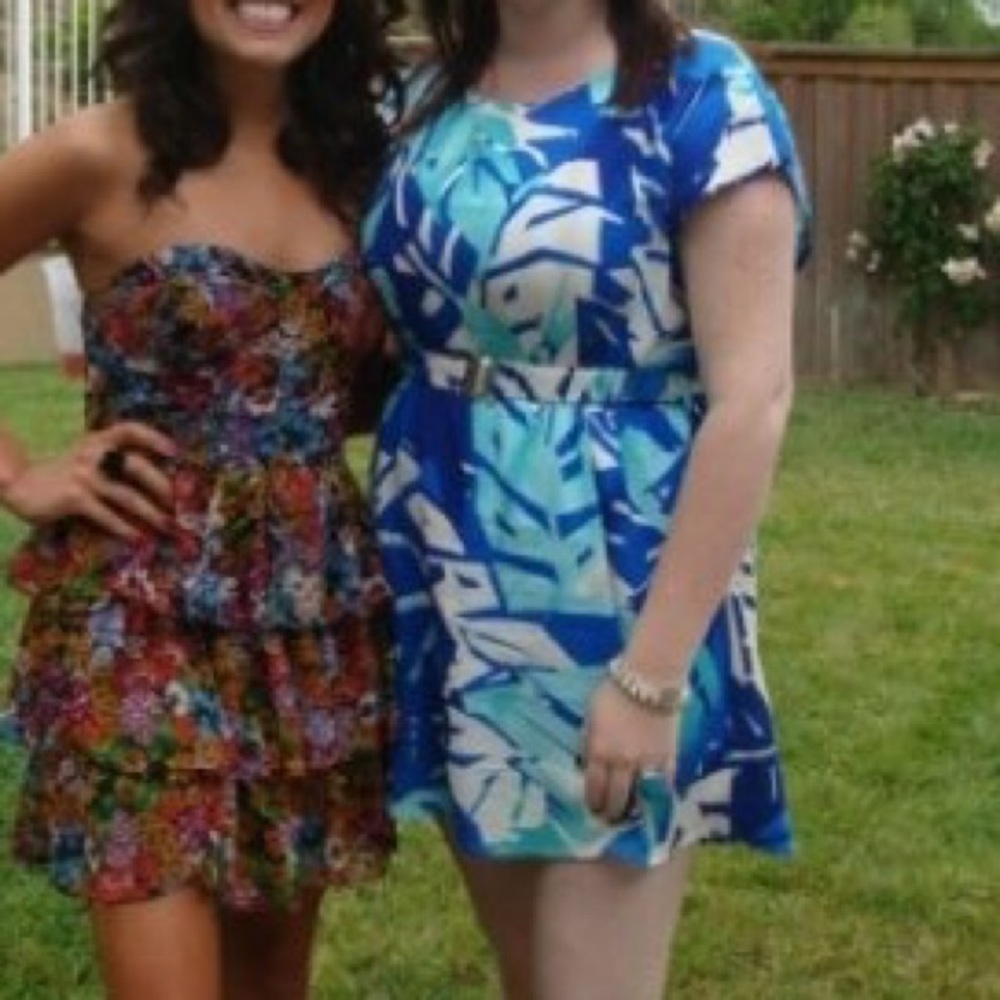 Forever 21 Tropical Blue Mini Dress with belt